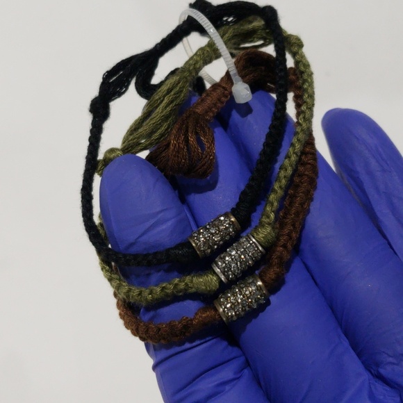 Boho Woven Set of 3– Adjustable Braided Bracelets w/ Metallic Beads - Women's - Picture 7 of 8